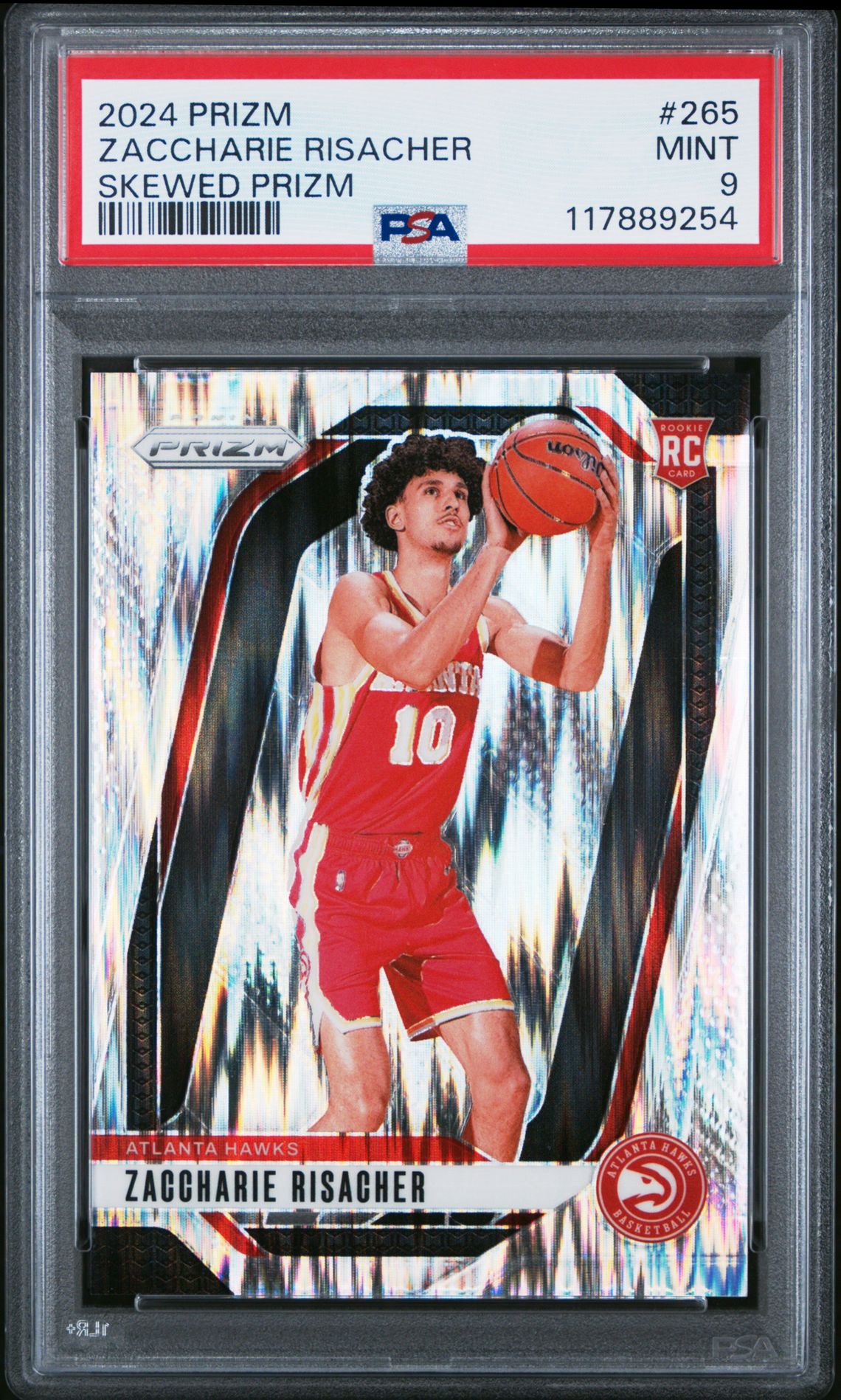 2024 Panini Prizm Zaccharie Risacher #265 (Skewed Prizm) Mint 9 front