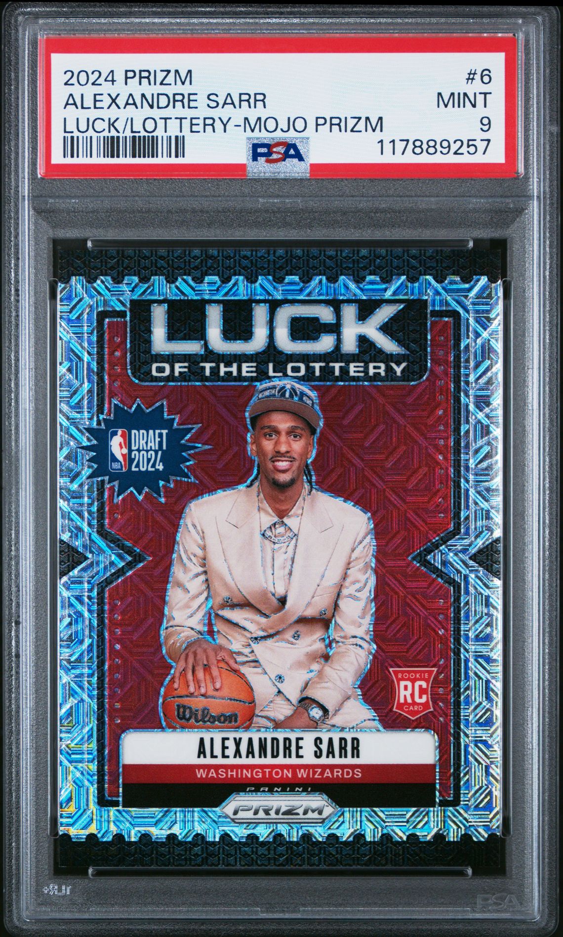 2024 Panini Prizm Luck Of The Lottery Alexandre Sarr #6 (Luck/Lottery-Mojo Prizm) Mint 9 front