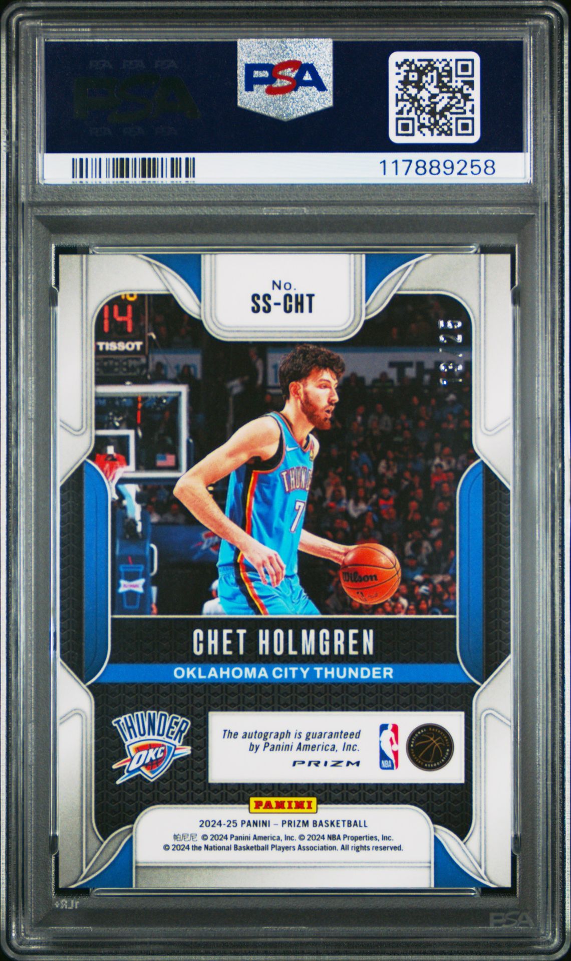 2024 Panini Prizm Sensational Signatures Chet Holmgren #Sscht (Sens Sig-Blue Shimmer Fotl) Gem Mt 10 back