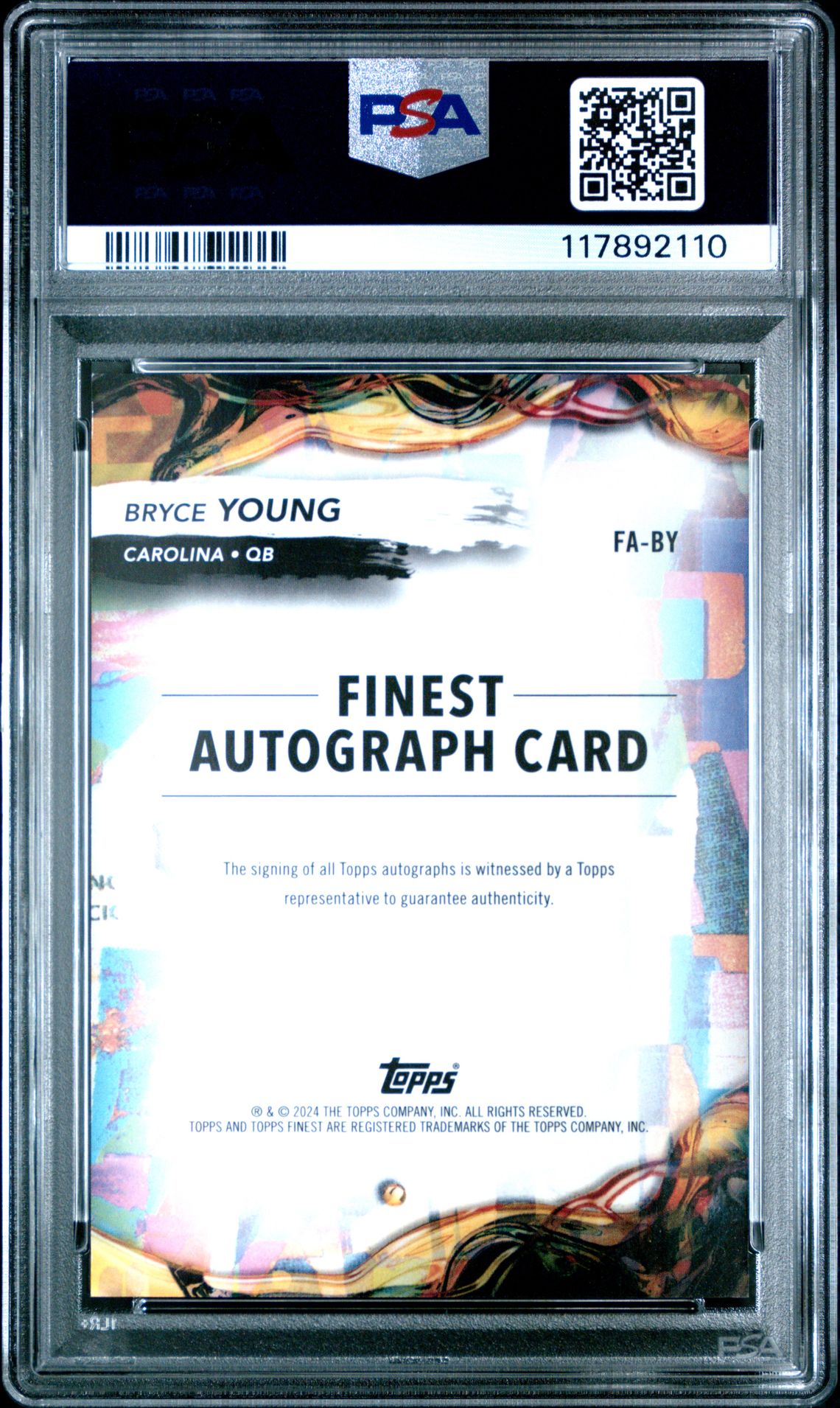 2024 Topps Finest Finest Autographs Bryce Young #Faby (Finest Au-Blue Checkerboard) Mint 9 back