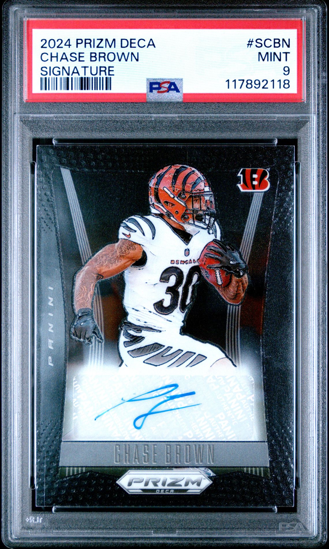2024 Panini Prizm Deca Signatures Chase Brown #Scbn Mint 9 front