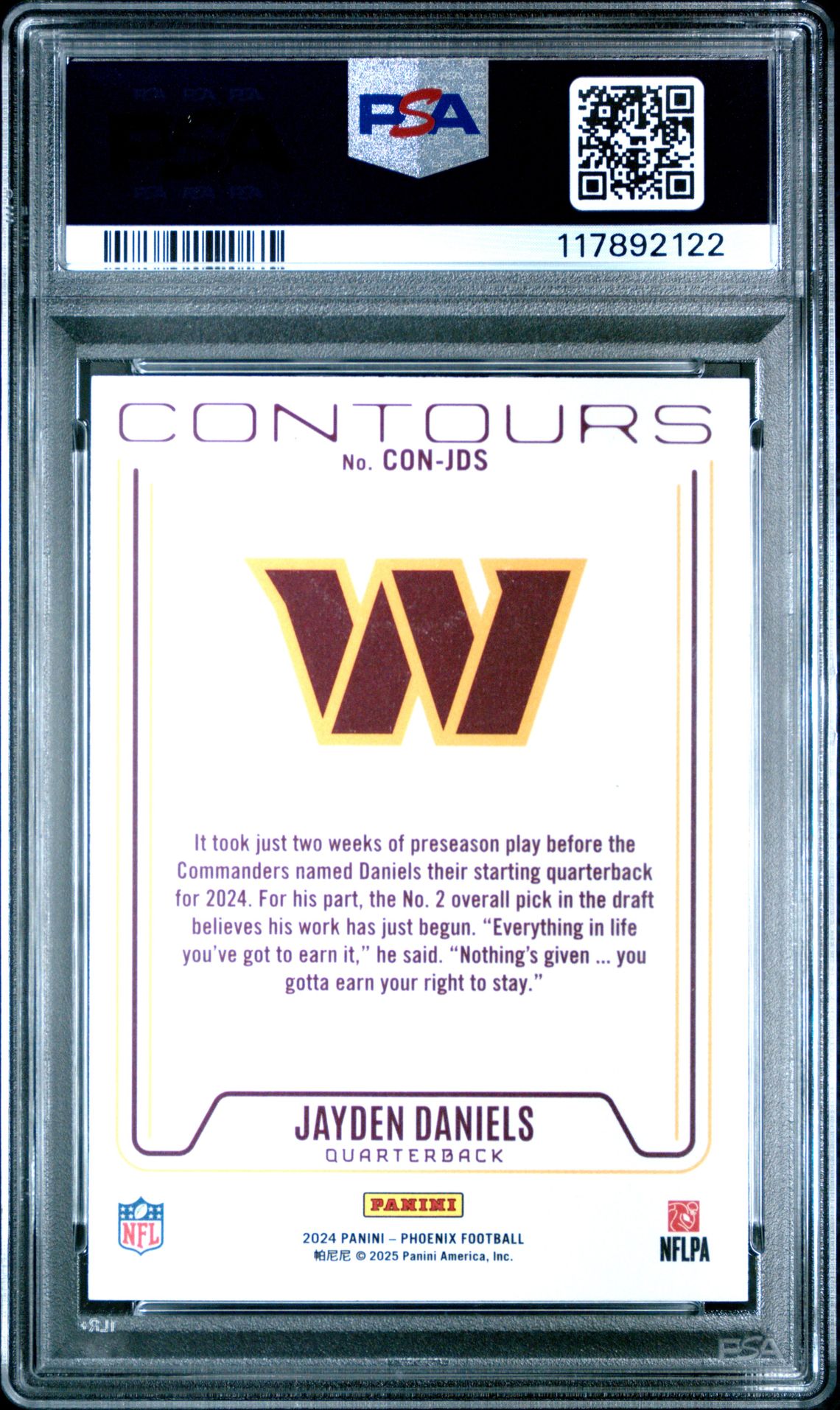 2024 Panini Phoenix Contours Jayden Daniels #Conjds (Contours-Wave) Mint 9 back