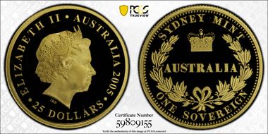 2005 $25 Sydney Mint Sov.  Au PR69DCAM