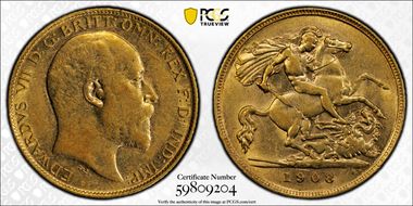 1908-P 1/2 Sov S-3976B AU53