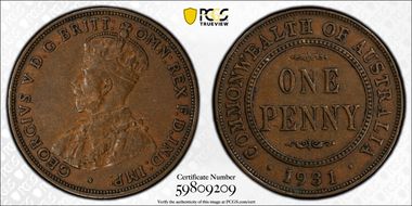 1931 (m) 1D Indian obverse Dropped 1 XF40BN