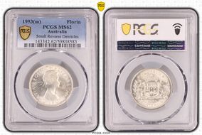 1953(m) Florin Small Rev. Denticles KM-54  Ag MS62