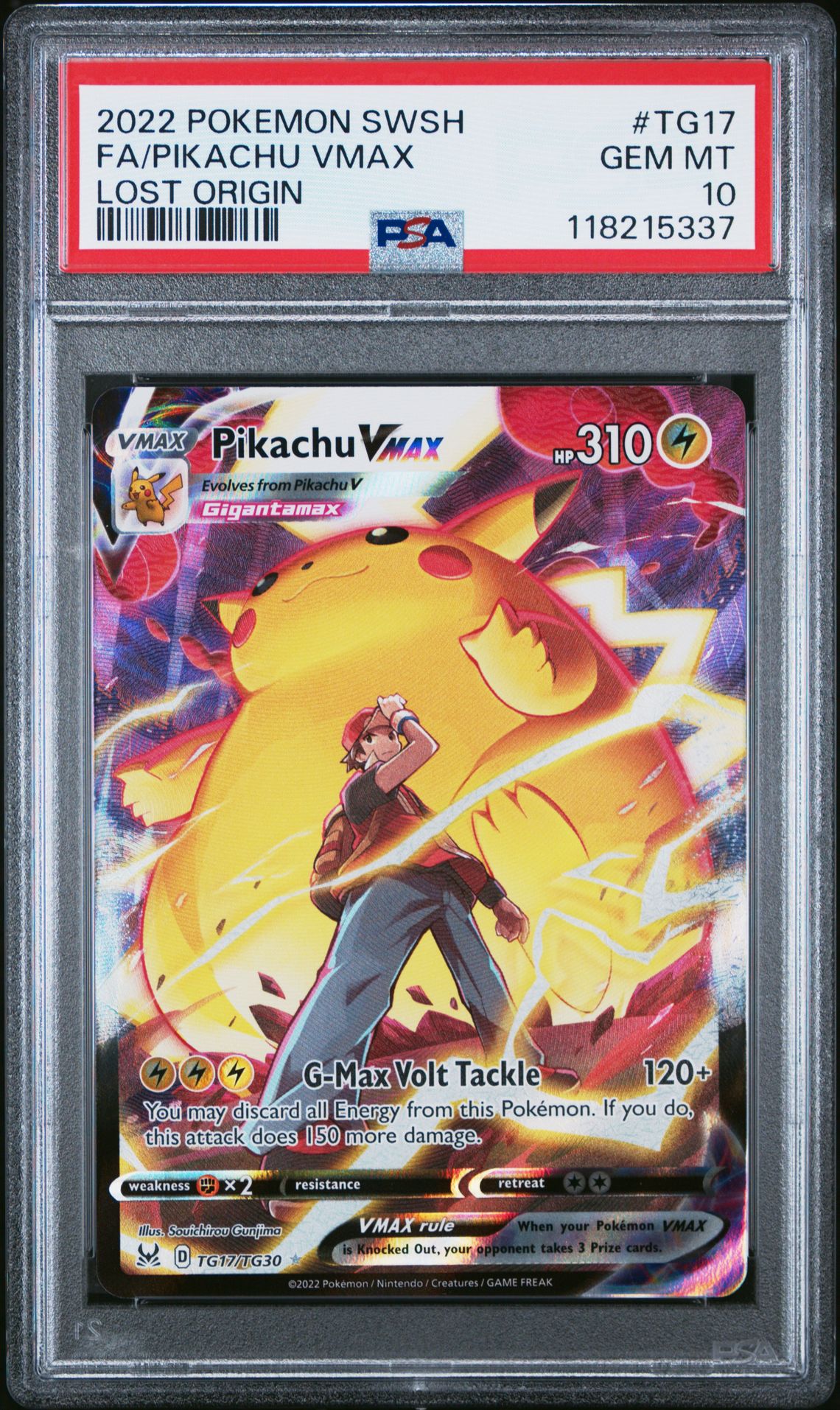 2022 Pokemon Sword & Shield Lost Origin Fa/Pikachu Vmax #Tg17 (Lost Origin) Gem Mt 10 front
