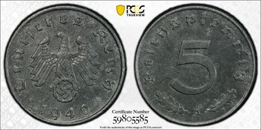 1940-A 5 Pfg J-370 Regular Issue MS62