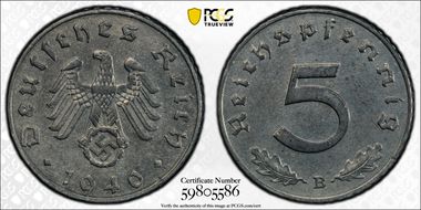 1940-B 5 Pfg J-370 Regular Issue MS63