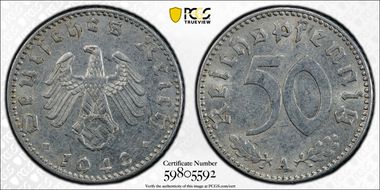 1940-A 50 Pfg J-372 AU58