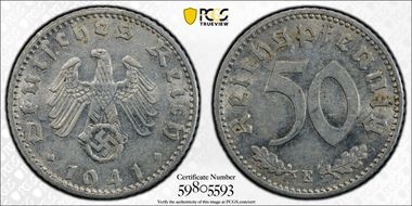 1941-E 50 Pfg J-372 AU55