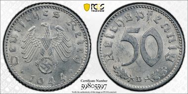 1944-D 50 Pfg J-372 MS62