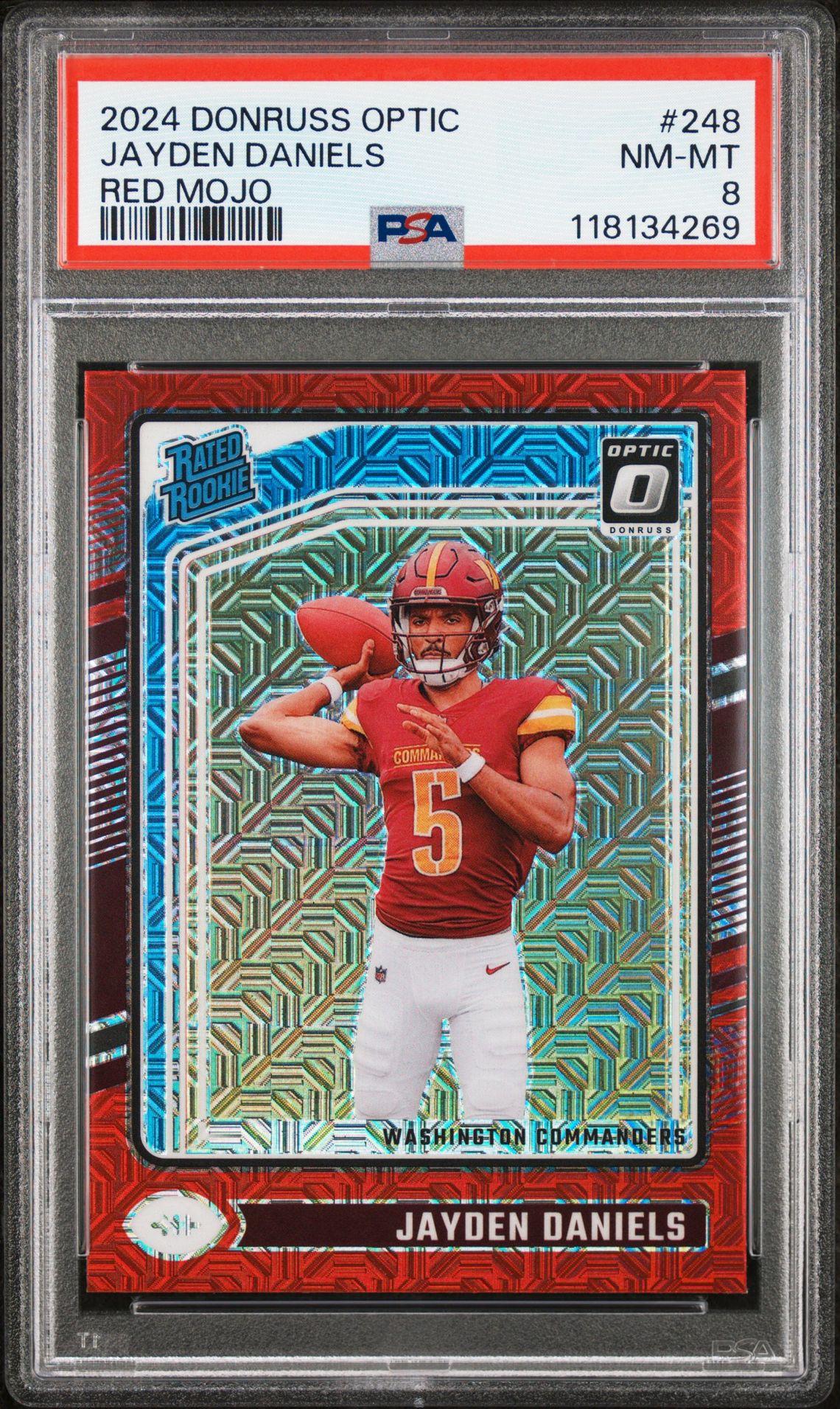 2024 Panini Donruss Optic Jayden Daniels #248 (Red Mojo) Nm-Mt 8 front