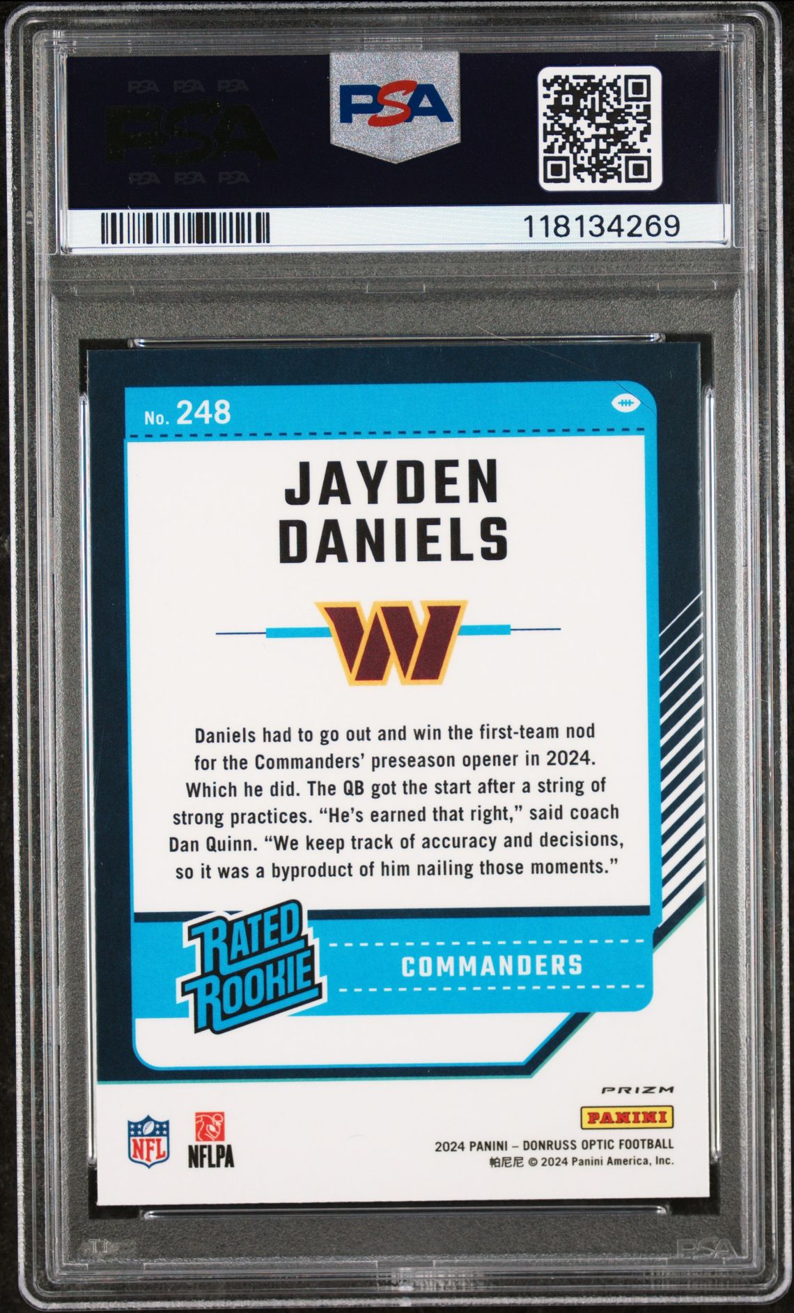 2024 Panini Donruss Optic Jayden Daniels #248 (Red Mojo) Nm-Mt 8 back