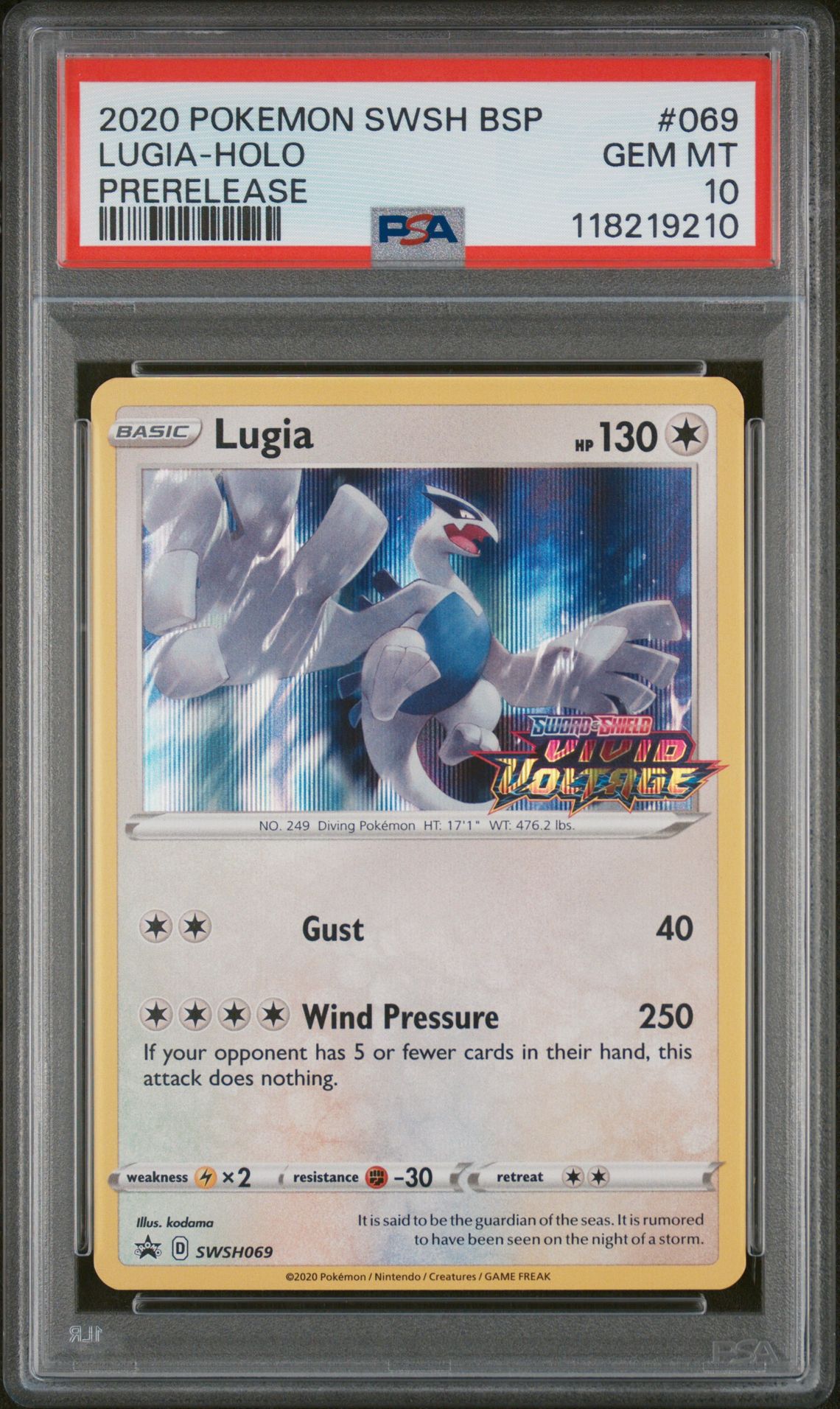 2020 Pokemon POKEMON SWSH BLACK STAR PROMO PRERELEASE #069 Lugia-Holo front