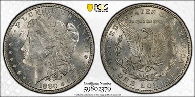 1880 $1 VAM 16 Checkmark MS62