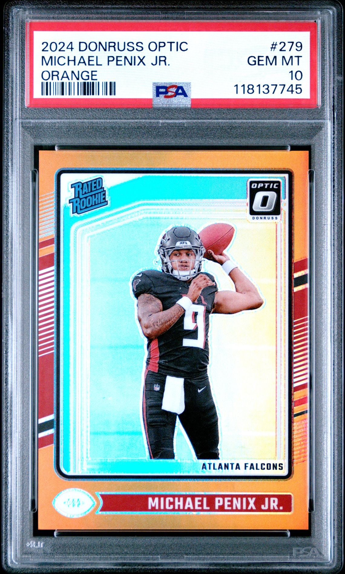 2024 Panini Donruss Optic Michael Penix Jr. #279 (Orange) Gem Mt 10 front