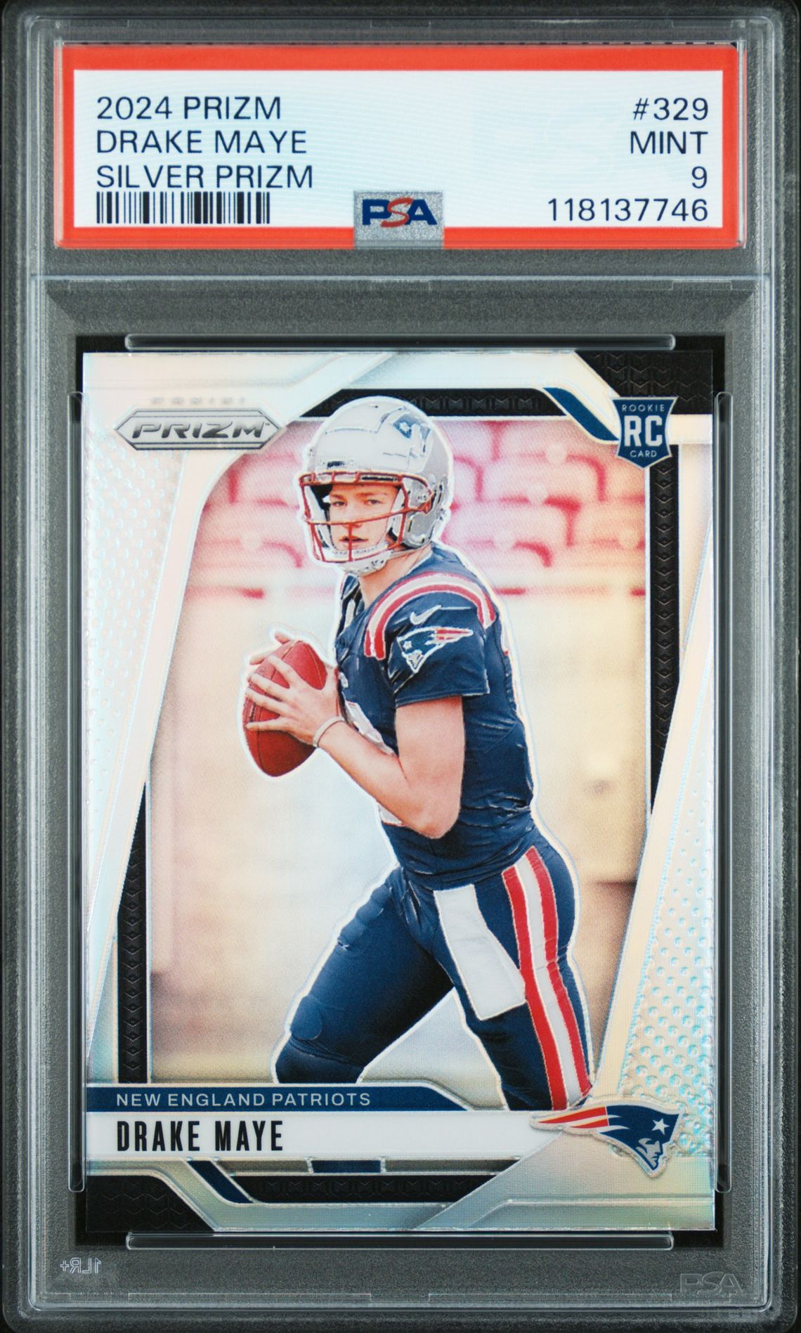 2024 Panini Prizm Drake Maye #329 (Silver Prizm) Mint 9 front