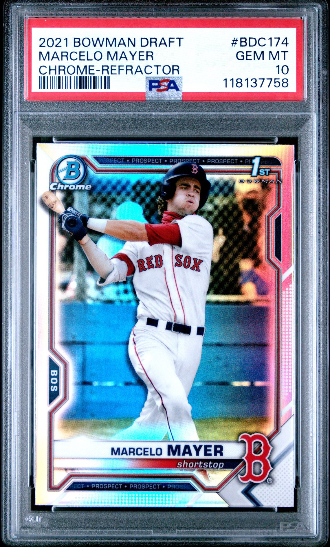 2021 Bowman Draft Marcelo Mayer #Bdc174 (Chrome-Refractor) Gem Mt 10 front