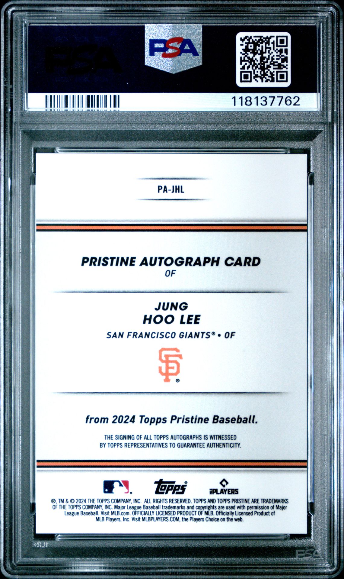 2024 Topps Pristine Pristine Autographs Jung Hoo Lee #Pajhl Gem Mt 10 back