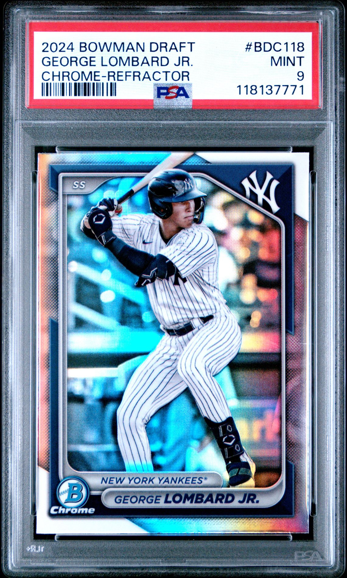 2024 Bowman Draft George Lombard Jr. #Bdc118 (Chrome-Refractor) Mint 9 front
