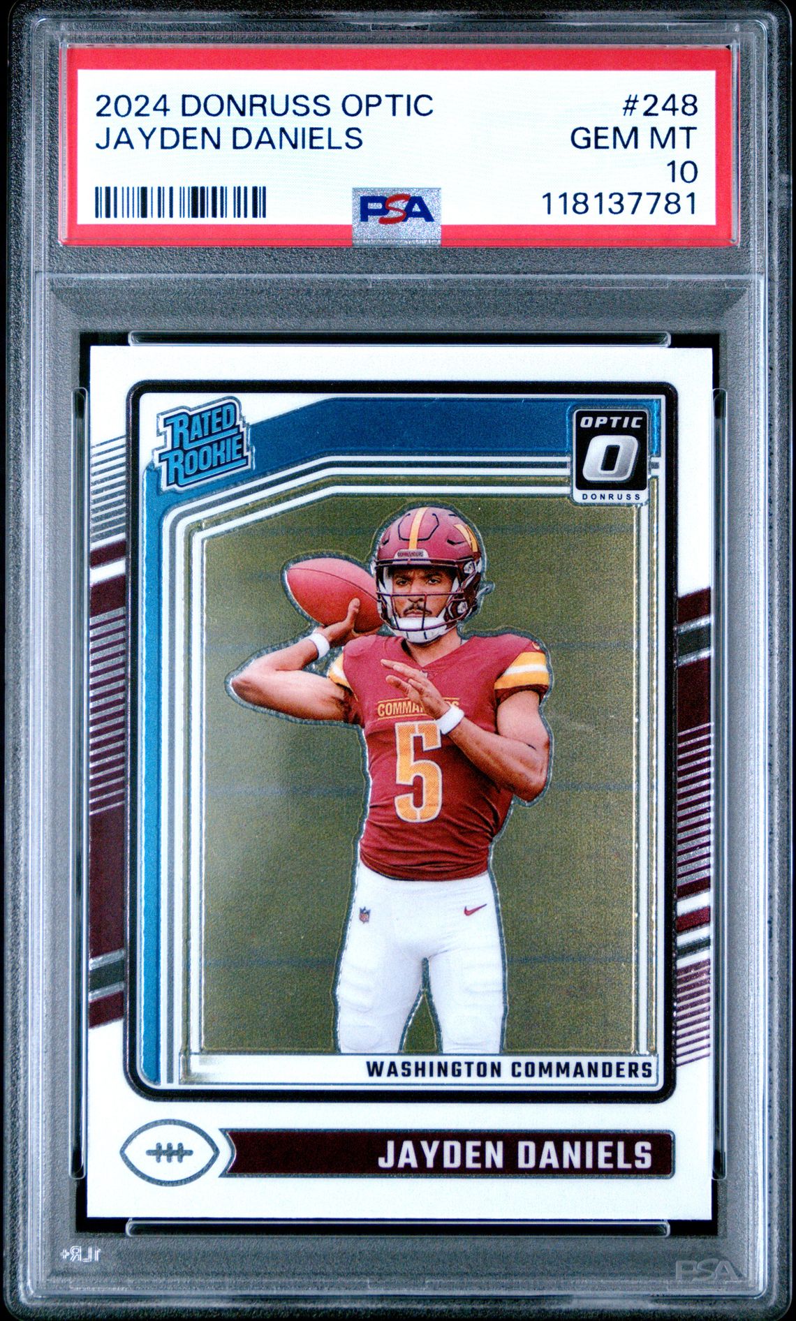 2024 Panini Donruss Optic Jayden Daniels #248 Gem Mt 10 front