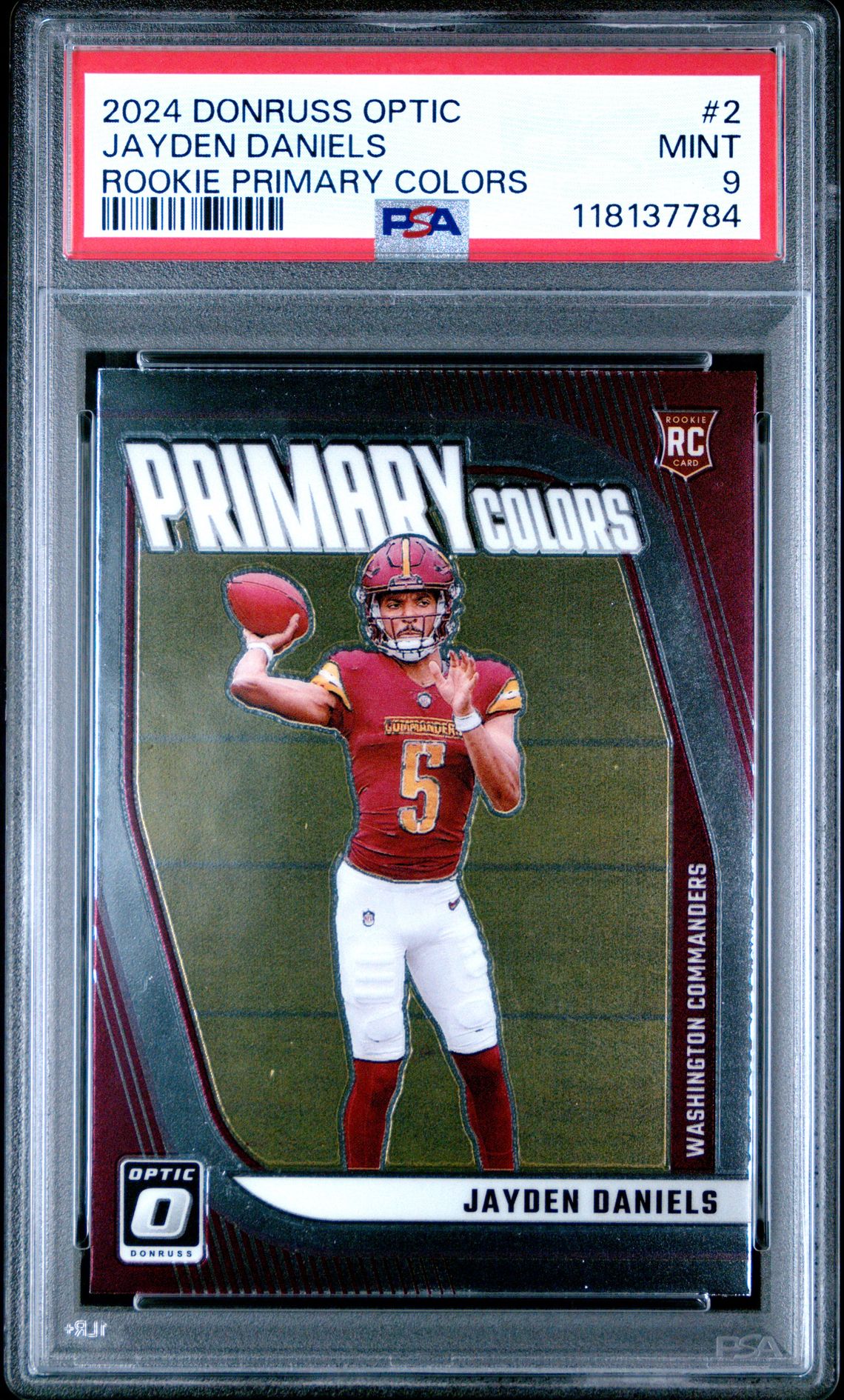 2024 Panini Donruss Optic Rookie Primary Colors Jayden Daniels #2 Mint 9 front