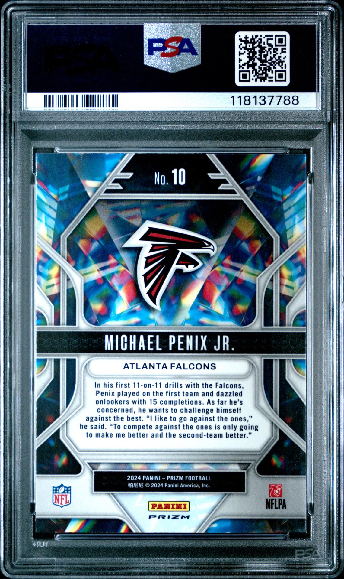2024 Panini Prizm Prizmatic Michael Penix Jr. #10 (Prizmatic-No Huddle) Mint 9 back
