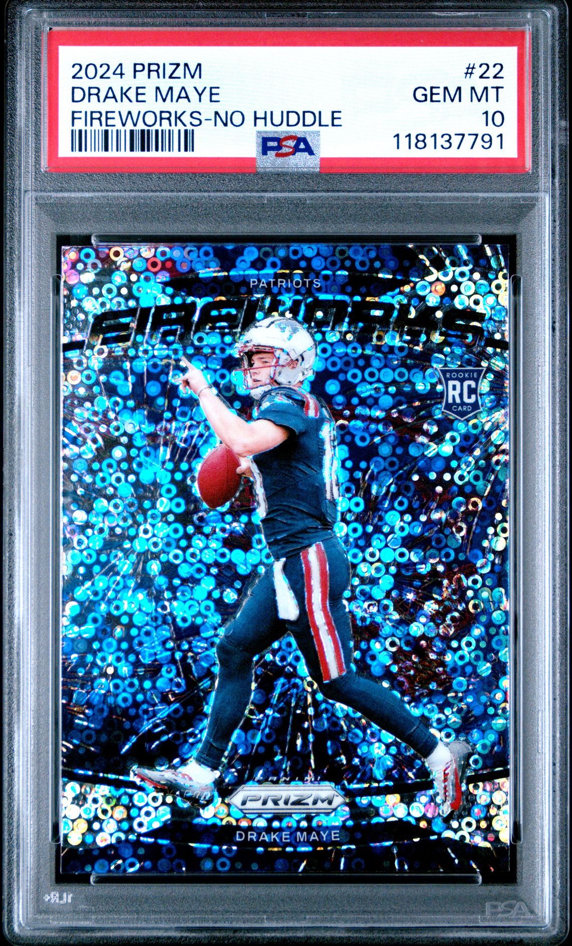 2024 Panini Prizm Fireworks Drake Maye #22 (Fireworks-No Huddle) Gem Mt 10 front