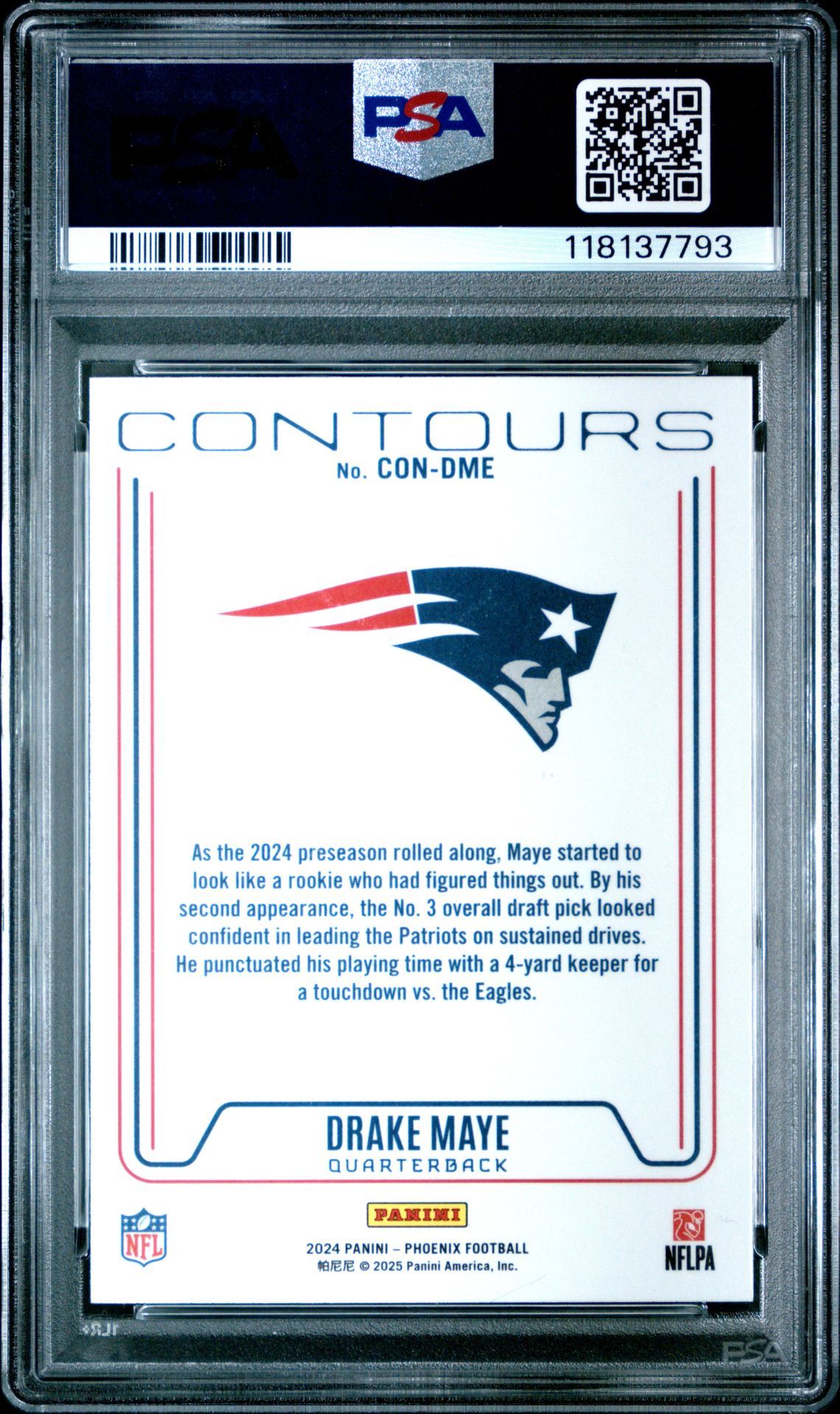 2024 Panini Phoenix Contours Drake Maye #Condme (Contours-Wave) Mint 9 back