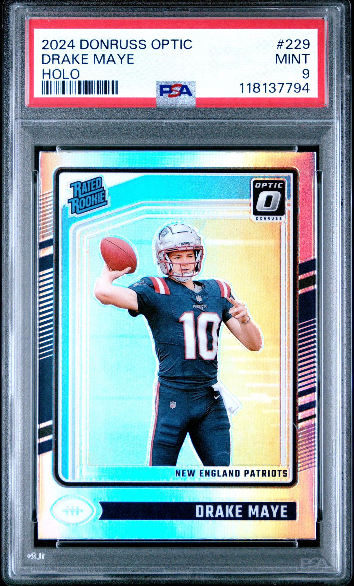 2024 Panini Donruss Optic Drake Maye #229 (Holo) Mint 9 front