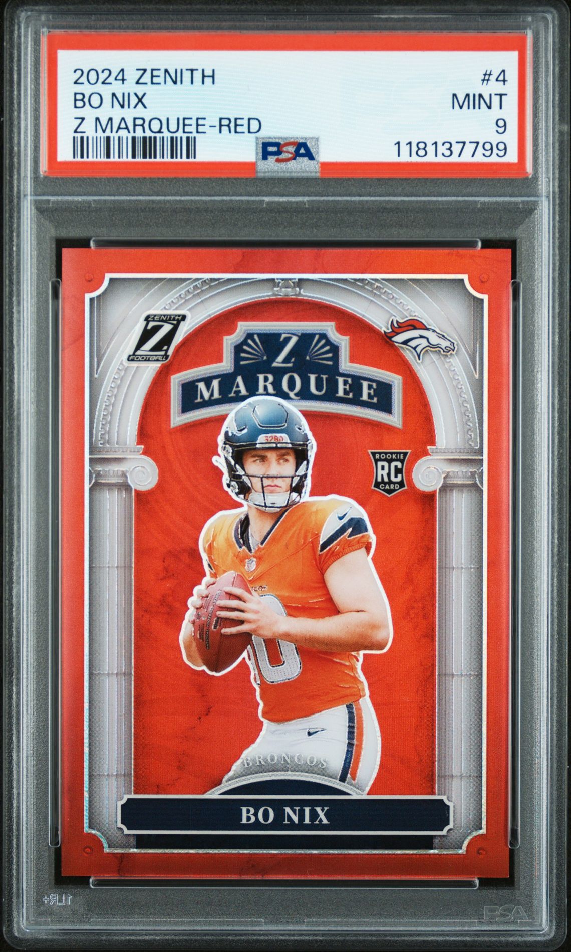 2024 Panini Zenith Z Marquee Bo Nix #4 (Z Marquee-Red) Mint 9 front