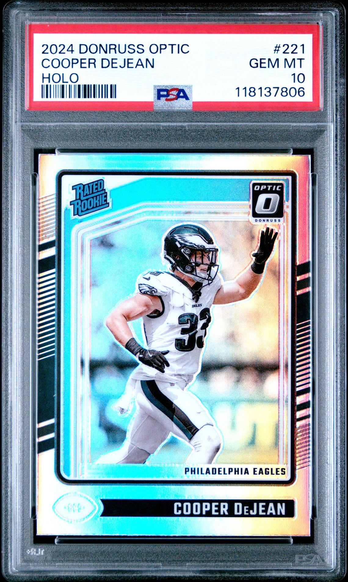 2024 Panini Donruss Optic Cooper Dejean #221 (Holo) Gem Mt 10 front