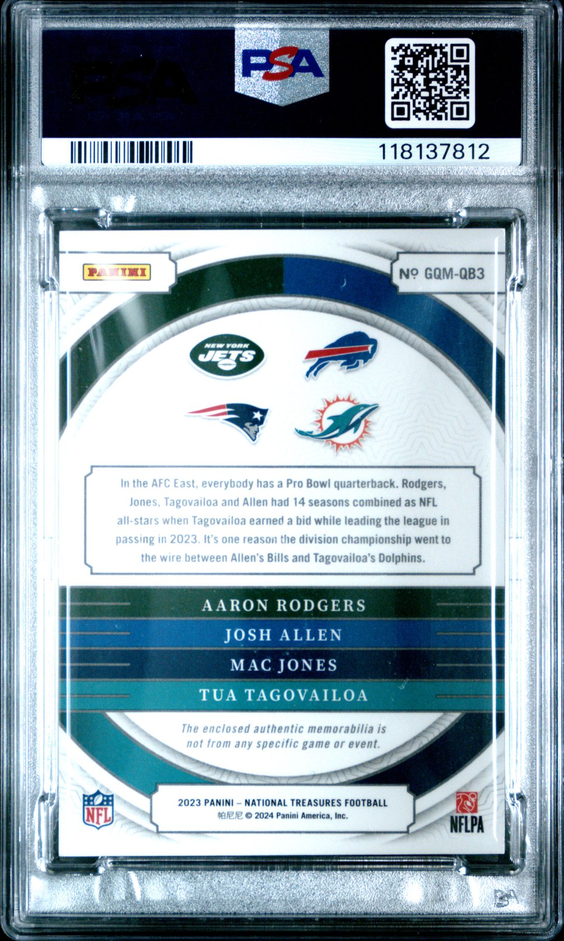 2023 Panini National Treasures Nfl Gear Quad Materials Multiplayer #Qb3 Mint 9 back