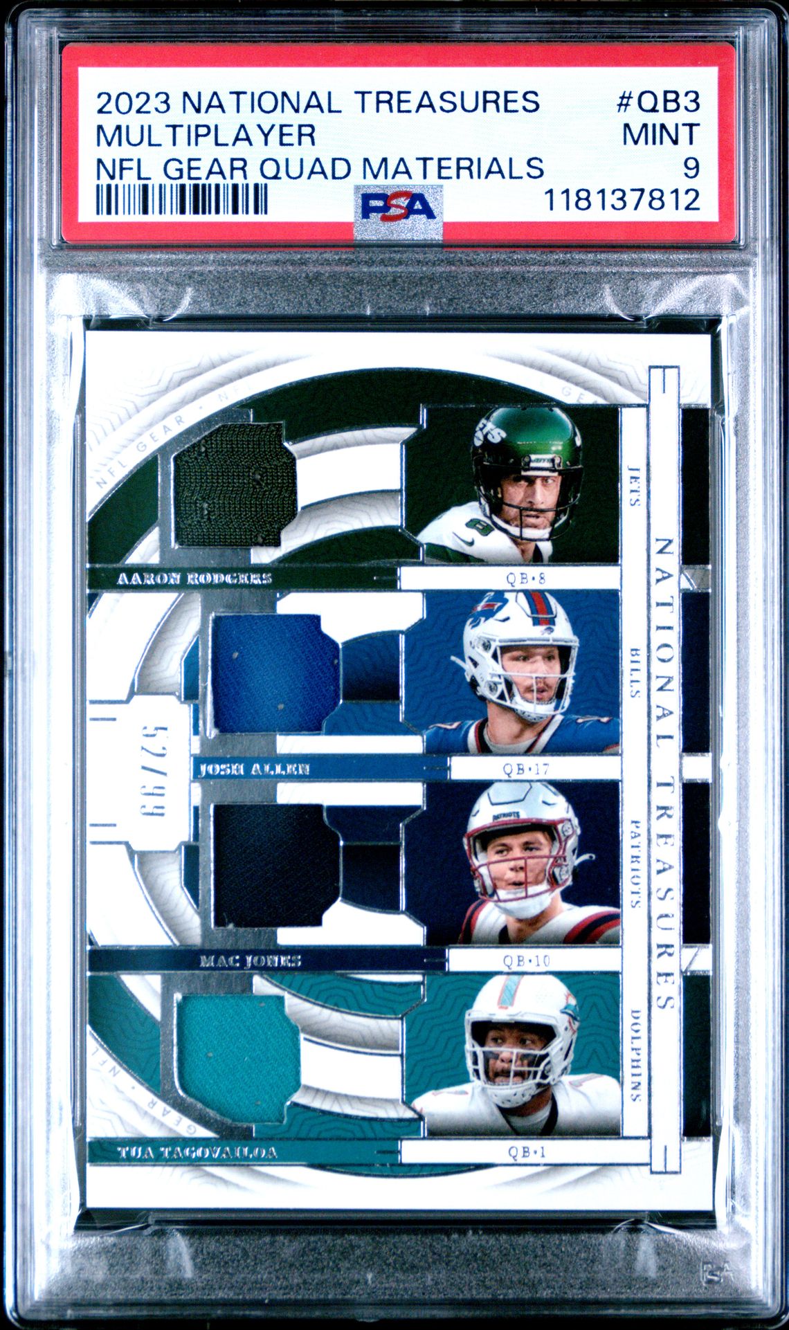 2023 Panini National Treasures Nfl Gear Quad Materials Multiplayer #Qb3 Mint 9 front