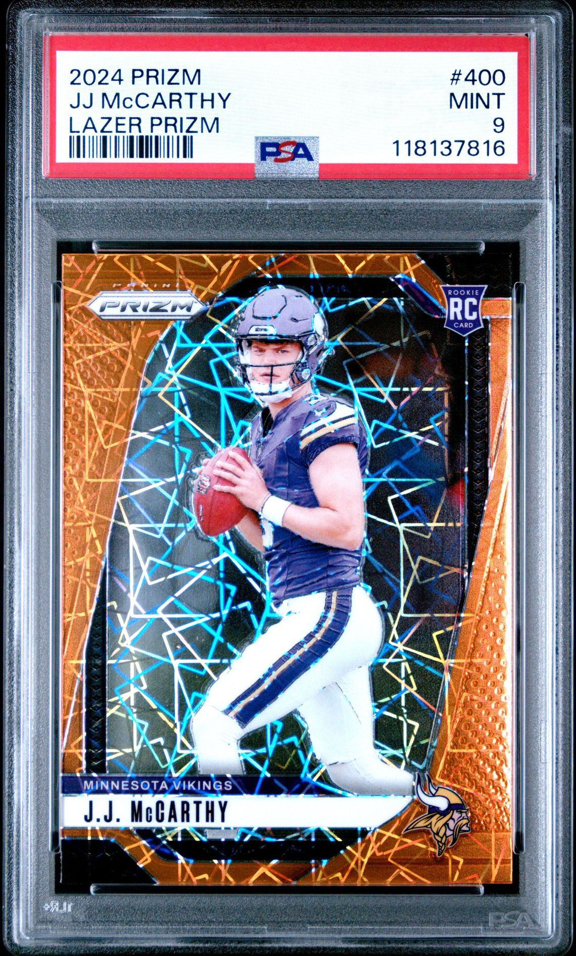 2024 Panini Prizm Jj Mccarthy #400 (Lazer Prizm) Mint 9 front