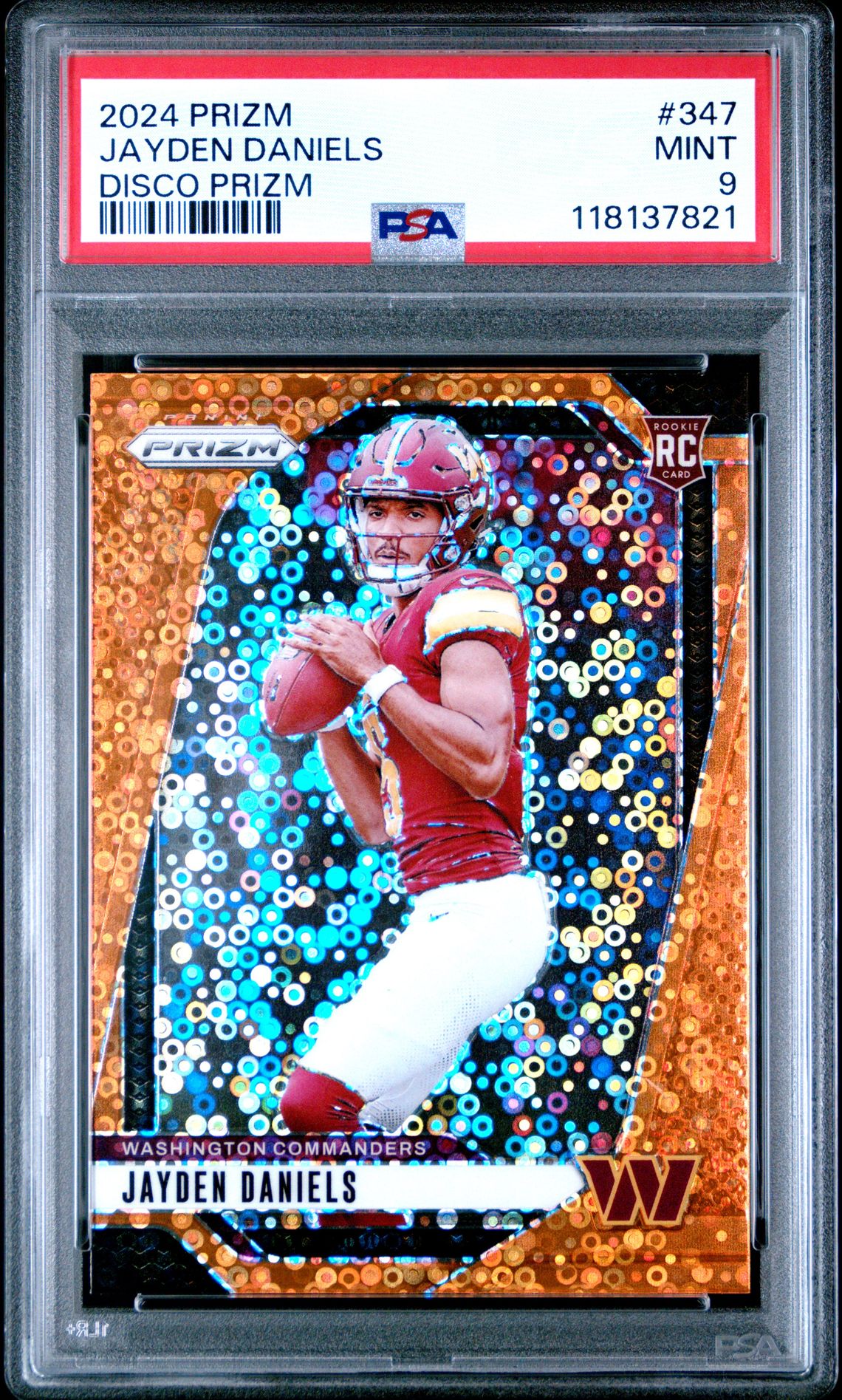 2024 Panini Prizm Jayden Daniels #347 (Disco Prizm) Mint 9 front