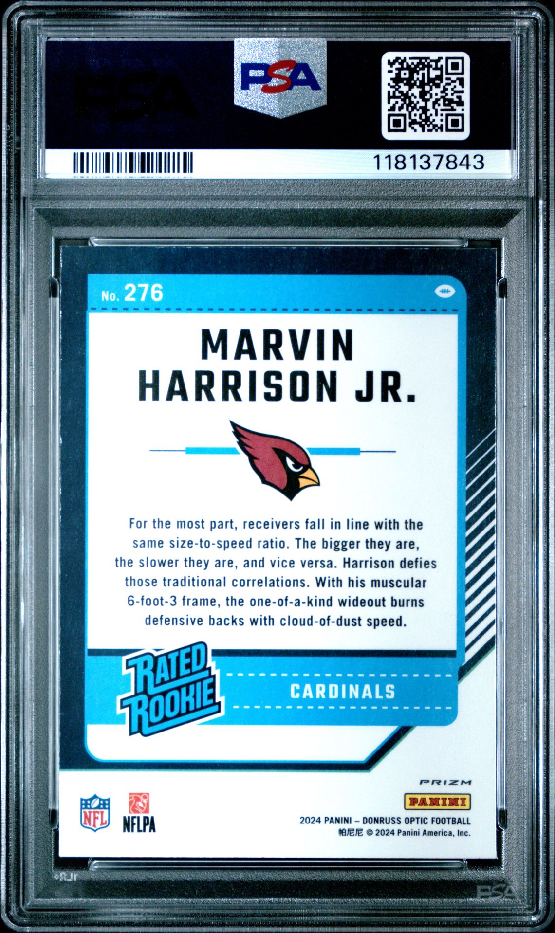 2024 Panini Donruss Optic Marvin Harrison Jr. #276 (Purple Shock) Mint 9 back