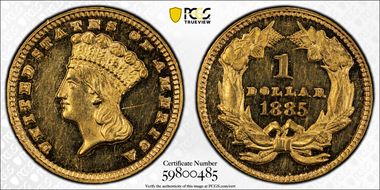 1885 G$1 PR62CAM