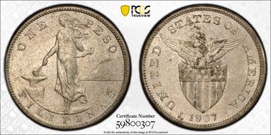 1907-S Peso AU55