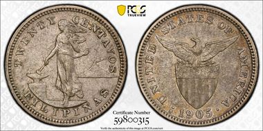 1905-S/S 20C Allen-10.06a RP 1 AU53