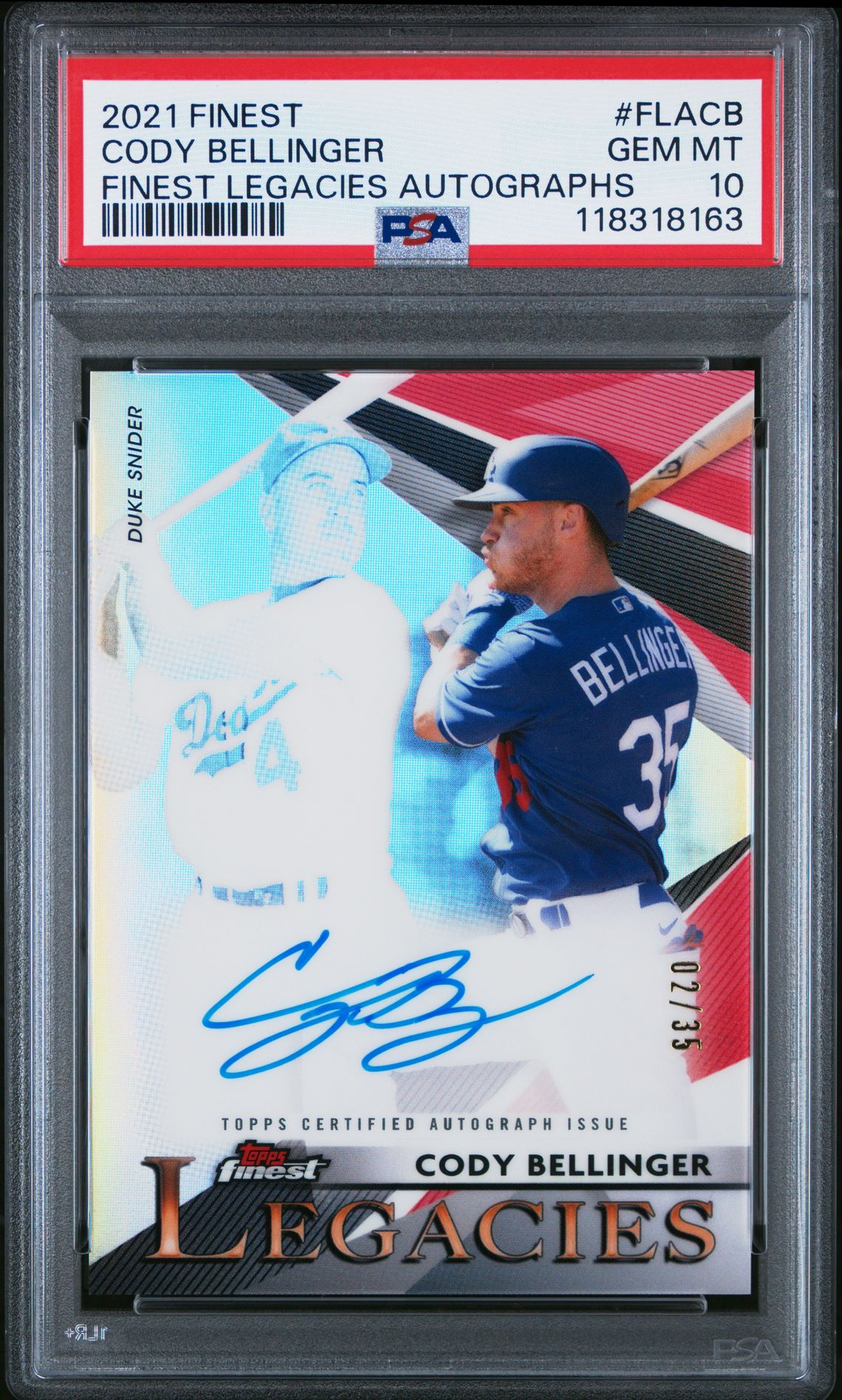 2021 Topps TOPPS FINEST FINEST LEGACIES AUTOGRAPHS #FLACB Cody Bellinger front