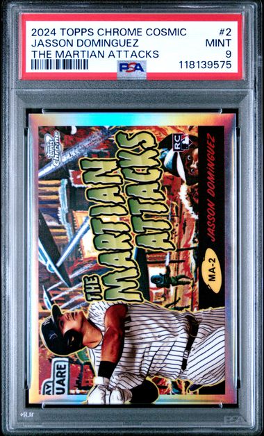 2024 Topps TOPPS COSMIC CHROME THE MARTIAN ATTACKS Purple Refractor #2 Jasson Dominguez front