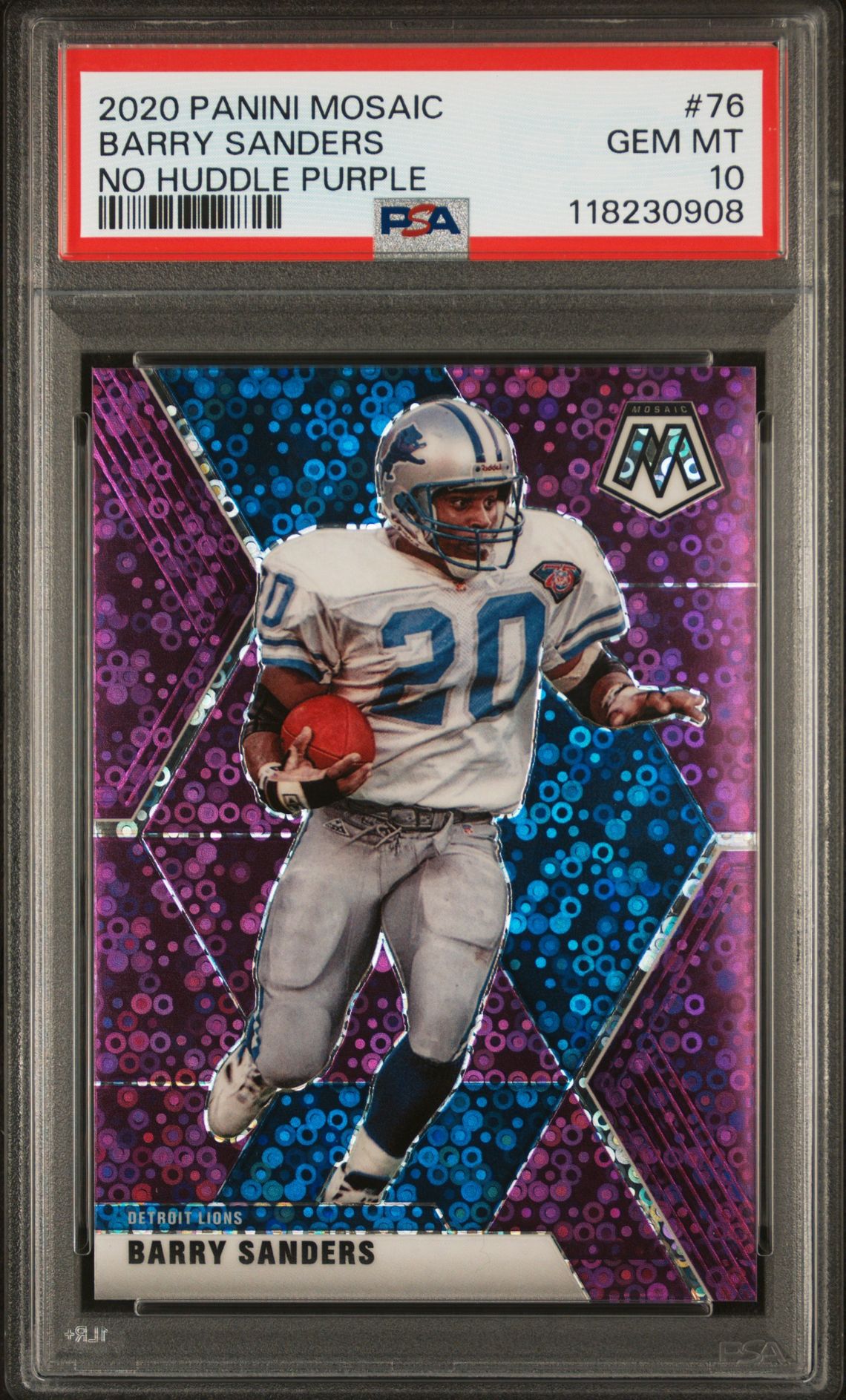 2020 Panini PANINI MOSAIC NO HUDDLE PURPLE #76 Barry Sanders front