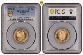 1876-D 20 Mk J-197 MS65