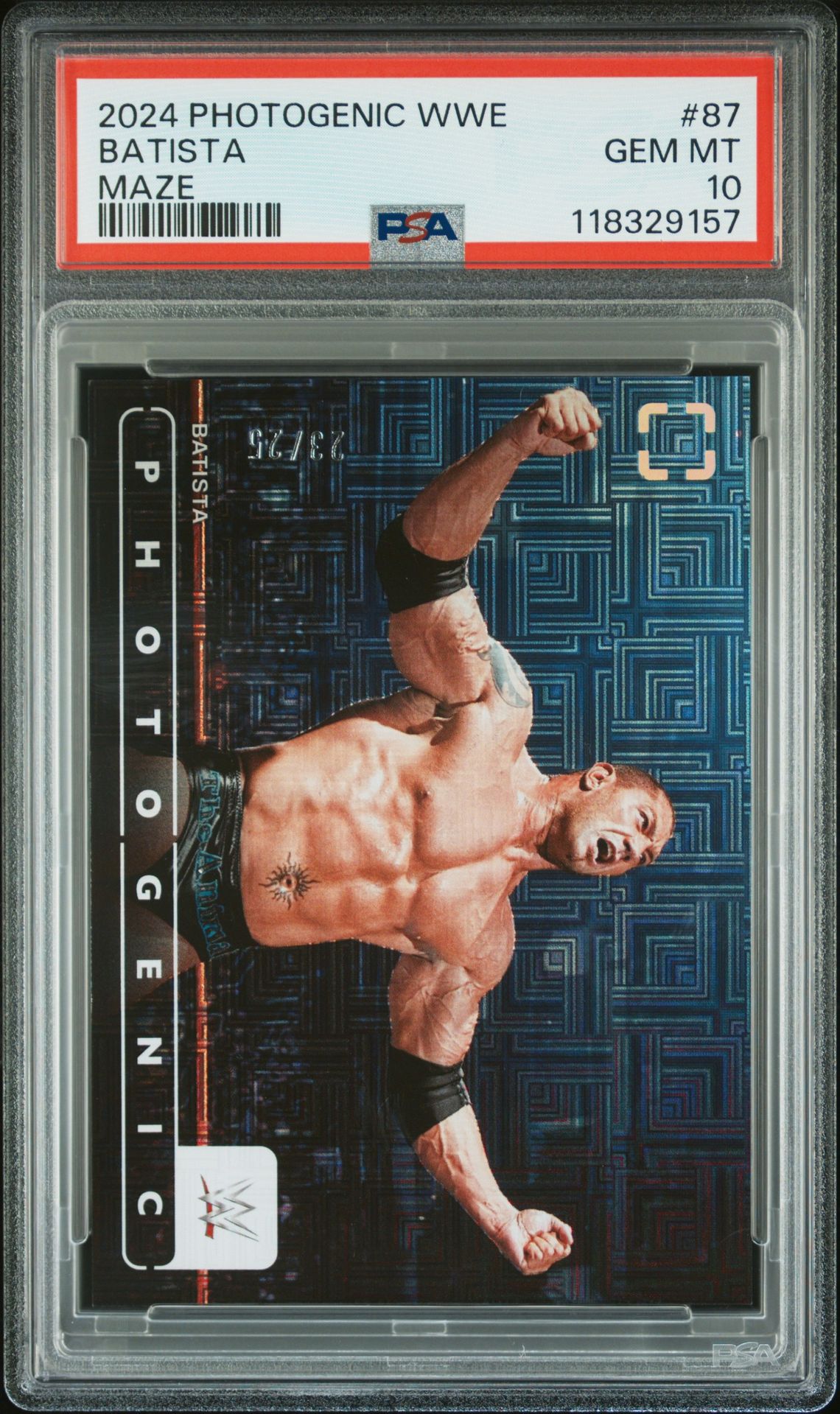 2024 Panini Photogenic Wwe Batista #87 (Maze) Gem Mt 10 front view - PSA graded GEM MT 10