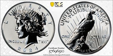 2024-S $1 Peace Dollar Rev PR Two-Coin Reverse Proof Set PR70