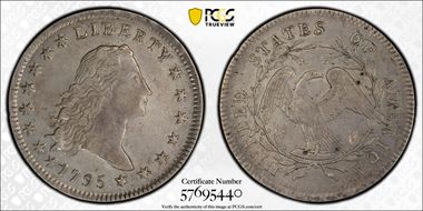 1795 $1 Flowing Hair, 2 Leaves XF45