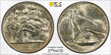 1935 50C Connecticut MS65