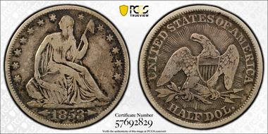 1853 50C Arrows & Rays N1